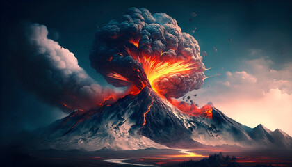 volcano eruption natural disasters. Generative AI,