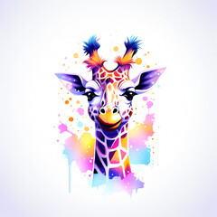 Giraffe illustration. Colorful giraffe on white background
