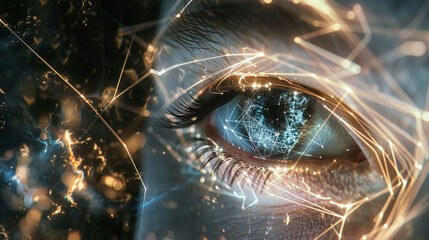 Luminous tendrils of light intertwining to form the intricate structure of a digital eye's sensory apparatus.