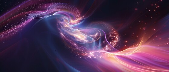 Stardust Spiral: Radiant stardust forms mesmerizing 3D spirals amidst futuristic geometric shapes.