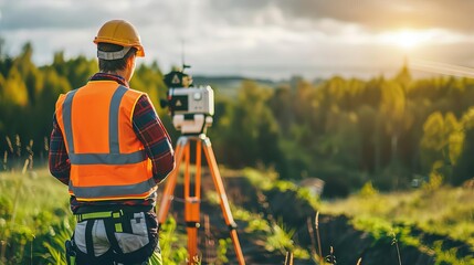 Surveyor utilizing quantum GPS for unprecedented precision in land measurement and data accuracy in surveying