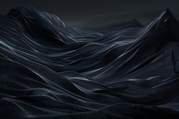 Abstract landscape of flowing dark hills with a silky texture, creating an evocative and minimalist visual perfect for conveying themes of mystery and tranquility.

