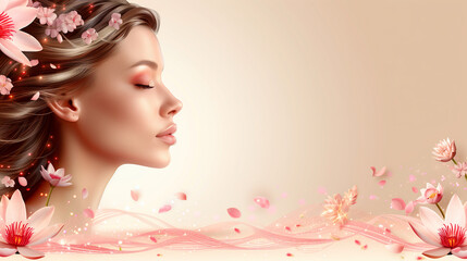 Fototapeta premium collage with a girl’s face, business cards for visiting fitness clubs and life salons, advertising a healthy lifestyle