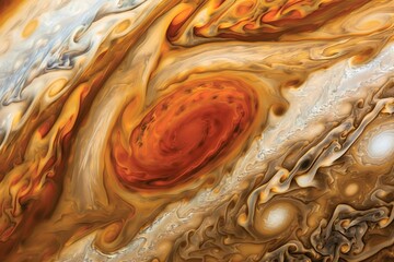 A breathtaking view of Jupiter and its swirling bands of clouds, with the Great Red Spot prominently visible in the gas giant's atmosphere.