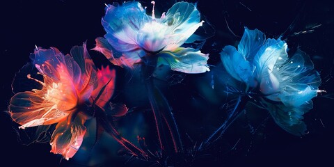 Fototapeta premium Dynamic fine arts effect rustic imagination flowers on vintage textures background wallpaper 