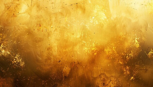 A textured gold background with brush strokes and glitter, giving a vintage and grungy look, ideal for elegant or metallic themed designs