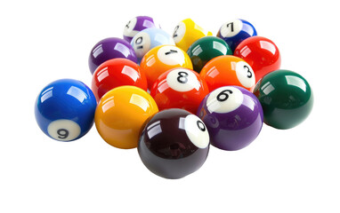 Colorful Pool Balls with Numbers, Isolated , Array of Vibrant Pool Game Balls with Numbers, on White, Copy Space