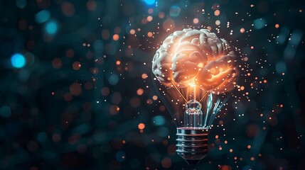 A conceptual image showcasing a light bulb as a metaphor for a creative and innovative idea, symbolizing a new breakthrough and the process of brainstorming outside the conventional boundaries.