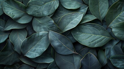 Obraz premium Abstract leaves create a unique wallpaper, a design that showcases natural colors. Green artwork, a depiction of leaf patterns.