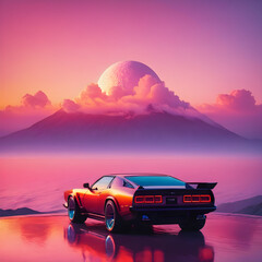 car at sunset