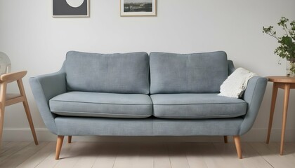 A Scandinavian Style Sofa With Tapered Wooden Legs