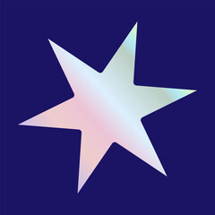 Y2k gradient element, 2000s star sticker with hologram, vector futuristic style, trendy chrome shape. Abstract aesthetic retro element.