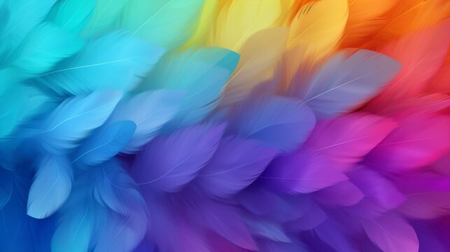 Multicolored feathers in a vibrant display of colors