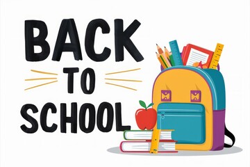 Vibrant Back to School Concept with Colorful Backpack and School Supplies