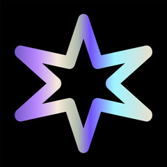 Y2k gradient element, 2000s sticker star with hologram, vector futuristic style, trendy chrome shape. Abstract aesthetic retro element.