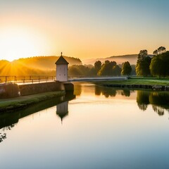 Fototapeta premium clapper bridge, showcasing its weathered wooden planks and rustic charm.