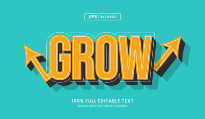 Grow editable text effect, grow 3d text concept