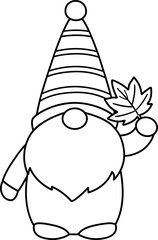 Autumn gnome holding maple leaf outline.
Fall Gnome outline.
Autumn Harvest gnome outline.
Thanksgiving gnome outline vector.