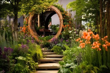 Chelsea Flower Show, England: A scene from this prestigious flower show, showcasing innovative garden designs and stunning floral arrangements.