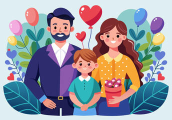 family with balloons