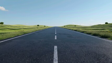 Fototapeta premium Summer asphalt road, the road goes into the horizon 