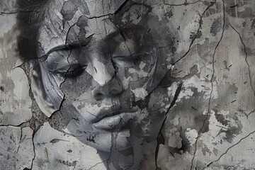 A woman’s face emerges--a mosaic of grays. Her expression holds secrets, etched by life’s brush. But this canvas isn’t complete. Black ink strokes weave through her features, like memories resurfacing