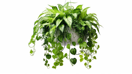 Naklejka premium Minimalist Hanging Houseplant on White Background with Copy Space