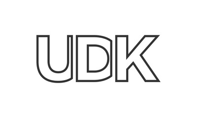 UDK logo design template with strong and modern bold text. Initial based vector logotype featuring simple and minimal typography. Trendy company identity.