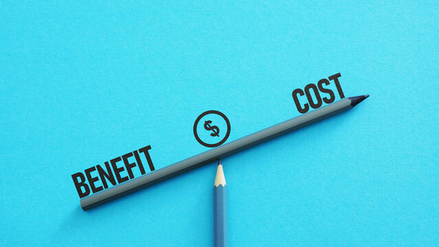 Benefit and cost is shown using the text on the scales