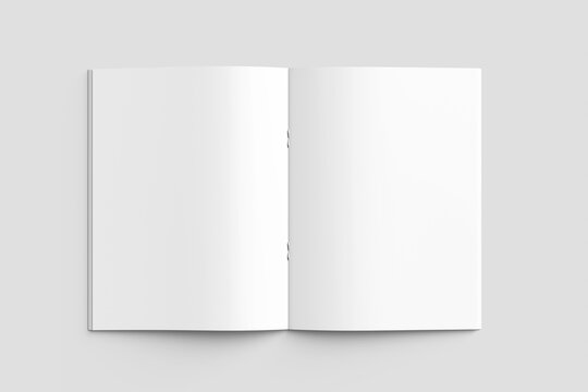 Mockup of brochure with fold. Blank mock up of booklet and catalogue. White paper of magazine. A4 mockup size