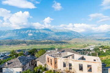 View over city of Gjirokastra in albania - 805101515