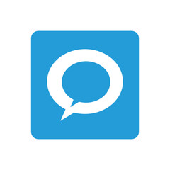Chat sign icon. Speech bubble symbol. Blue square button. illustration of bubble chat. Design element of chat bubble symbol for comic etc.