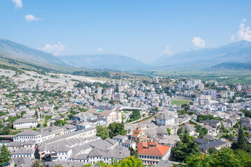 View over city of Gjirokastra in albania