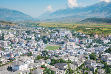 View over city of Gjirokastra in albania - 805101596