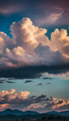 Patel-toned clouds paint a dreamy canvas across the sky, adding a touch of whimsy to the atmosphere.