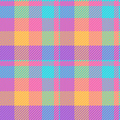 Repeating plaid check textile, new york seamless fabric texture. Salmon vector background pattern tartan in pink and amber colors.