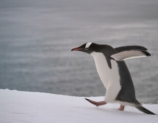 Pinguin in freier Wildbahn läuft in der Antarktis