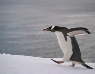 Obraz premium Pinguin in freier Wildbahn läuft in der Antarktis
