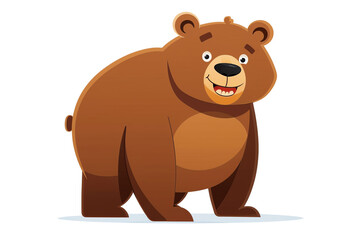 Cartoon_bear_standing_vector_style_cheerful_transparent background