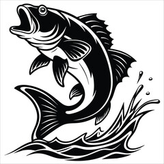 Naklejka premium Vector fish vector art, graphics fish . vintage illustration fish clipart, vector fish flat style artwork design