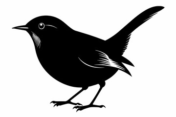 Fototapeta premium Wren silhouette on white background, Vector illustration, icon, svg, characters, Holiday t shirt, Hand drawn trendy Vector illustration, eagle silhouette