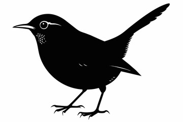 Wren silhouette on white background, Vector illustration, icon, svg, characters, Holiday t shirt, Hand drawn trendy Vector illustration, eagle silhouette