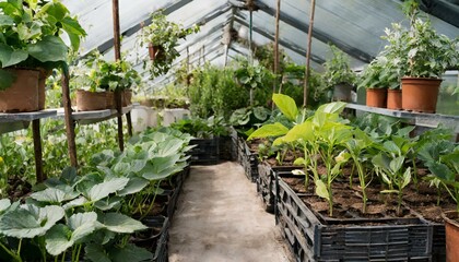 greenhouse with plants in the spring