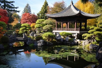 Obraz premium Lan Su Chinese Garden, USA: A scene from the classical Chinese garden in Portland, Oregon.
