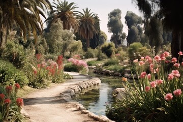 Fototapeta premium Jerusalem Botanical Gardens, Israel: A scene from the diverse plant collections in the heart of Jerusalem.