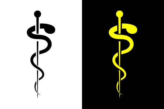Asclepius rod medical sign symbol.
