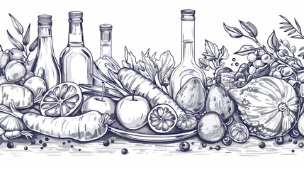 Horizontal banner with organic food. Composition