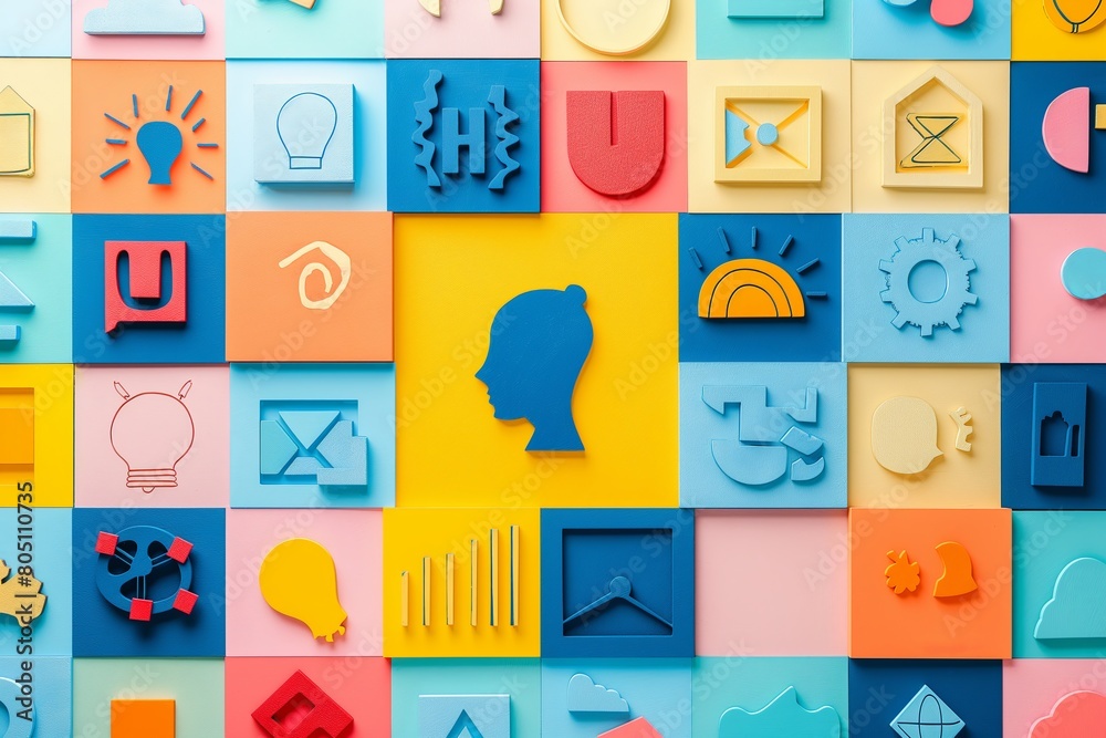 Poster everyday objects using flat, bold colors and simplified shapes