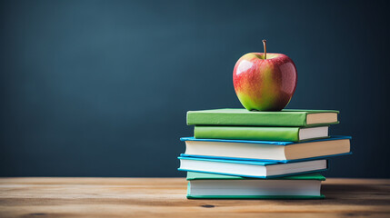 Apple on a Stack of Books for Education Concept