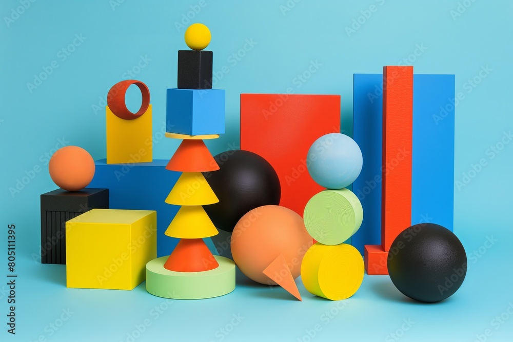 Poster everyday objects using flat, bold colors and simplified shapes